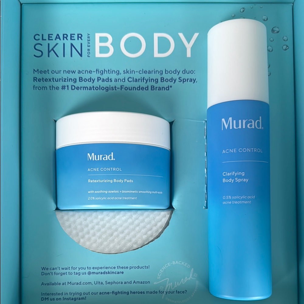 Murad Acne Control Clarifying Body Spray and Retexturizing Body Pads - Blue